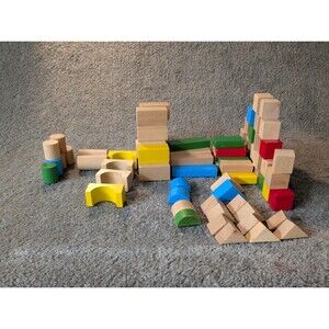 88 Piece Unbranded Wooden Building Blocks Hours Of Play Stackable Variety Shapes